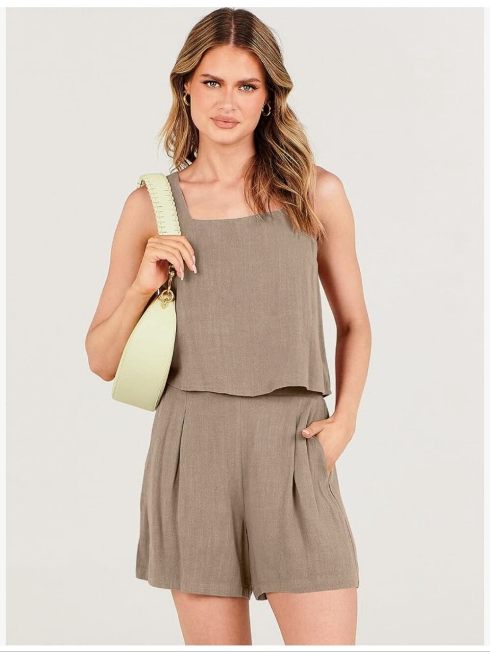 Taupe Linen Boxy Tank